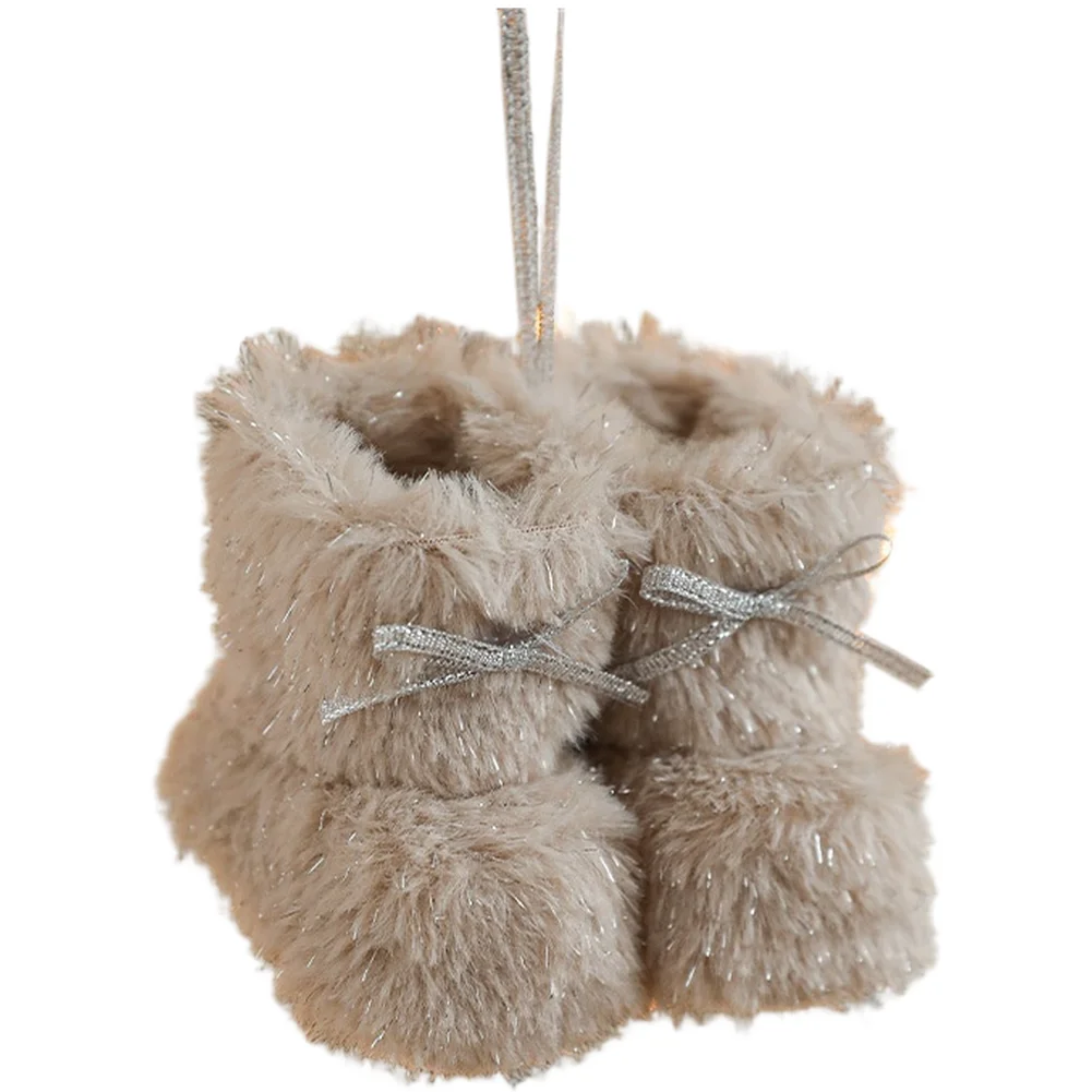 

Christmas Mini Plush Boots Ornaments Set for Tree Hanging Decoration Holiday Seasonal Display Lightweight Fabric Material