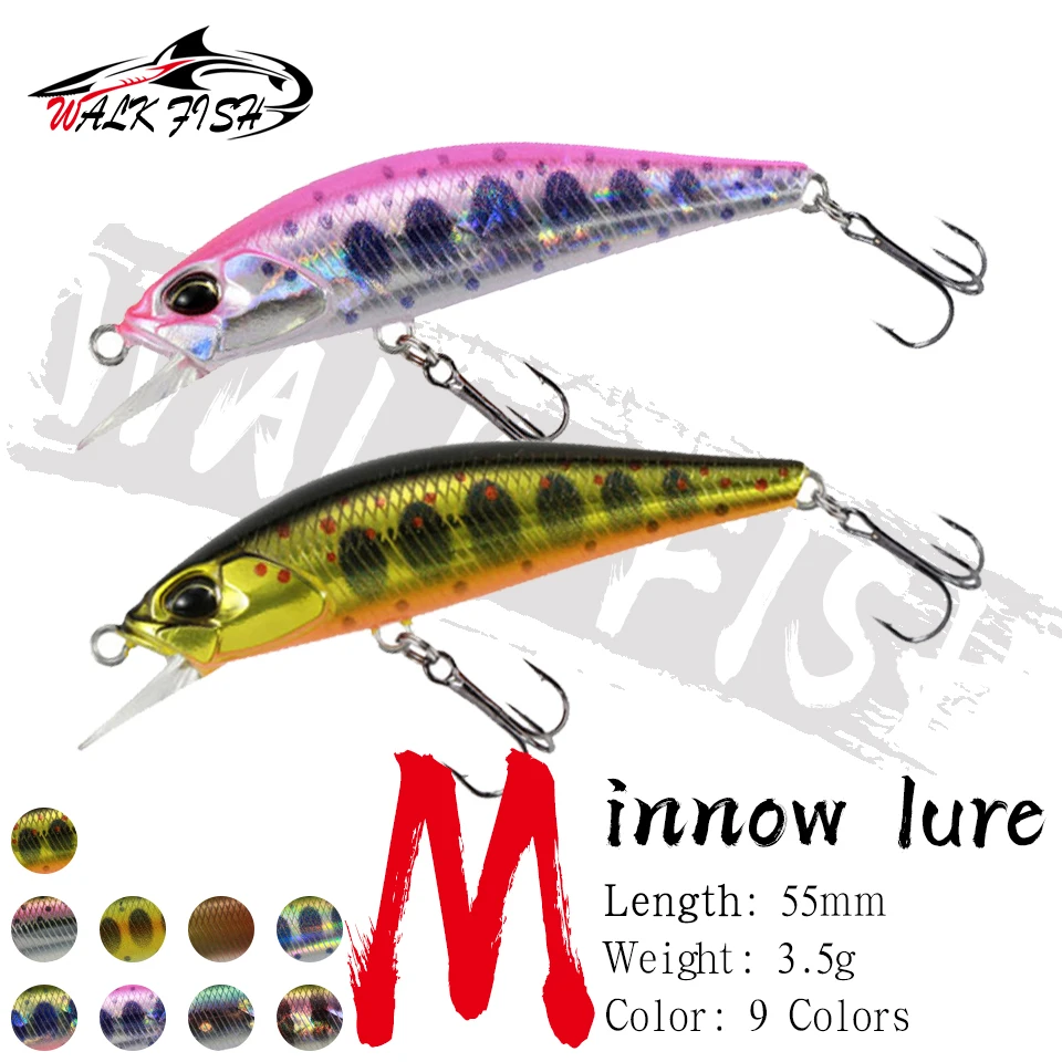 SPAZIERGANG FISCH 1PCS Professionelle 55mm 3,5g Neue Mini Sinking Minnow Angeln Lockt Harter Köder Bleistift Wobbler köder Crankbait Bass Pike