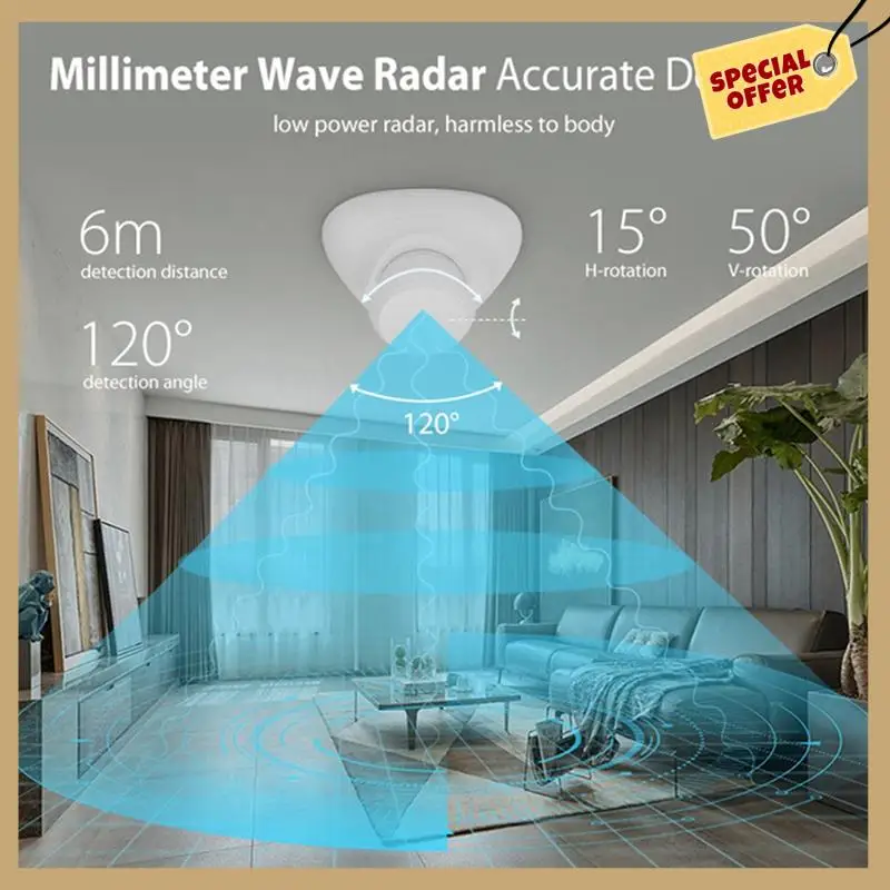 Tuya Zigbee Wifi 인간 존재 감지기 24Ghz 레이더 감지기 전자레인지 무선 쉬운 설치
