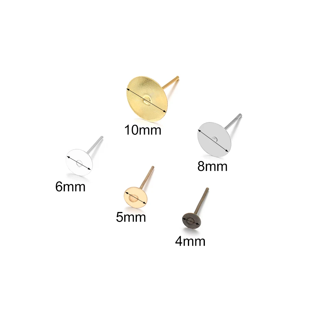 100-200 teile/los Metall Blank Post Ohrring Bolzen Basis Pins Mit Ohrring Stecker Ohrring Basis Tablett Für Schmuck Machen DIY Ohrring – Detail 1