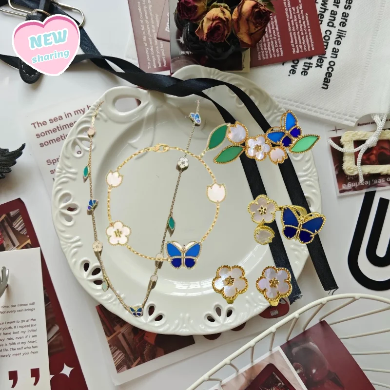 

New Arrival：4 Leaf Clover 925 Silver Set High Luxury Fashion Versatile Women’s Daily Gift
