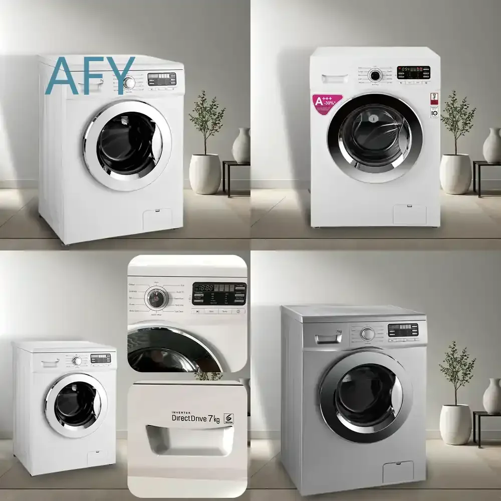 7kg 9kg Full Automatic Front Loading Washing Machine for Home Appliances Wholesale White Silver Color Laundry Machine for