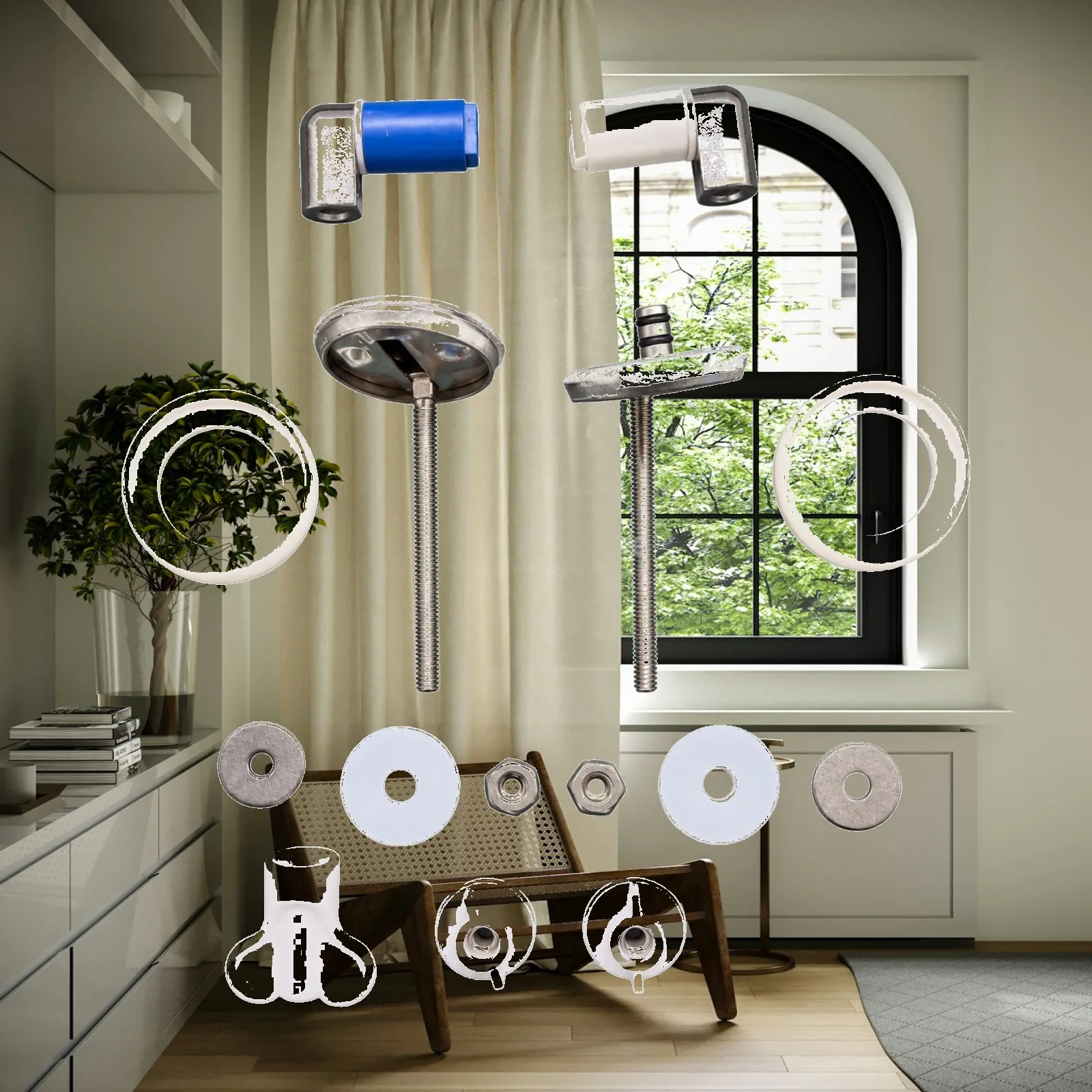 Stainless Steel Toilet for seat Hinge Kit Complete Mounting Hardware Set for Toilet Bowl Repair Replacement Parts