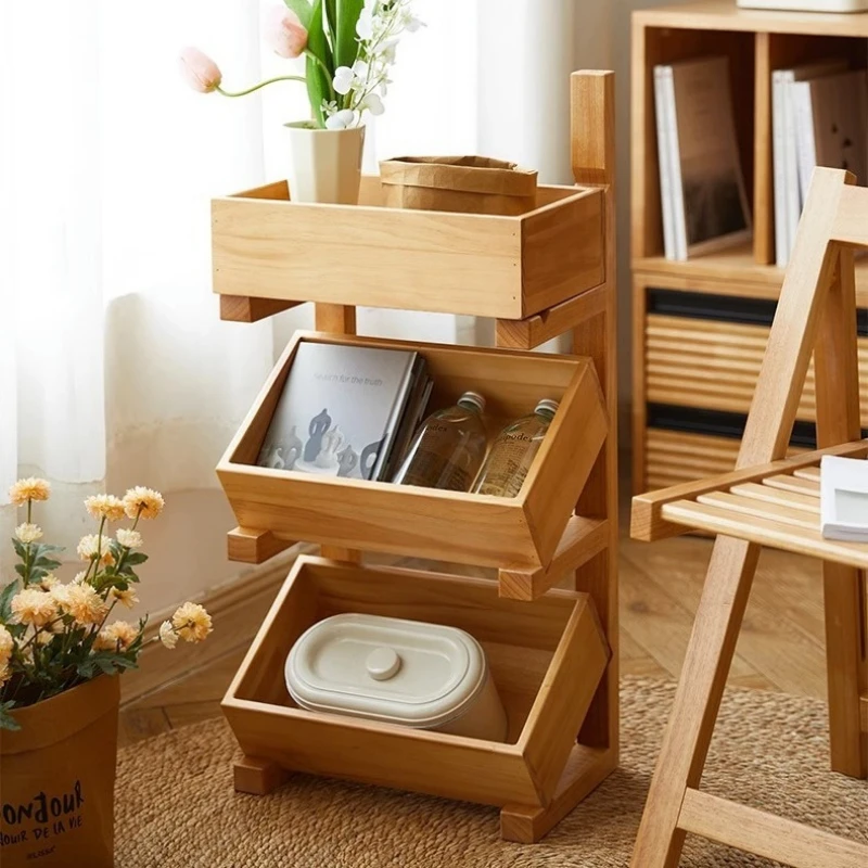 

Многоярусная напольная полка из массива дерева для гостиной, кухонная подставка для овощей, органайзер для фруктов для дома