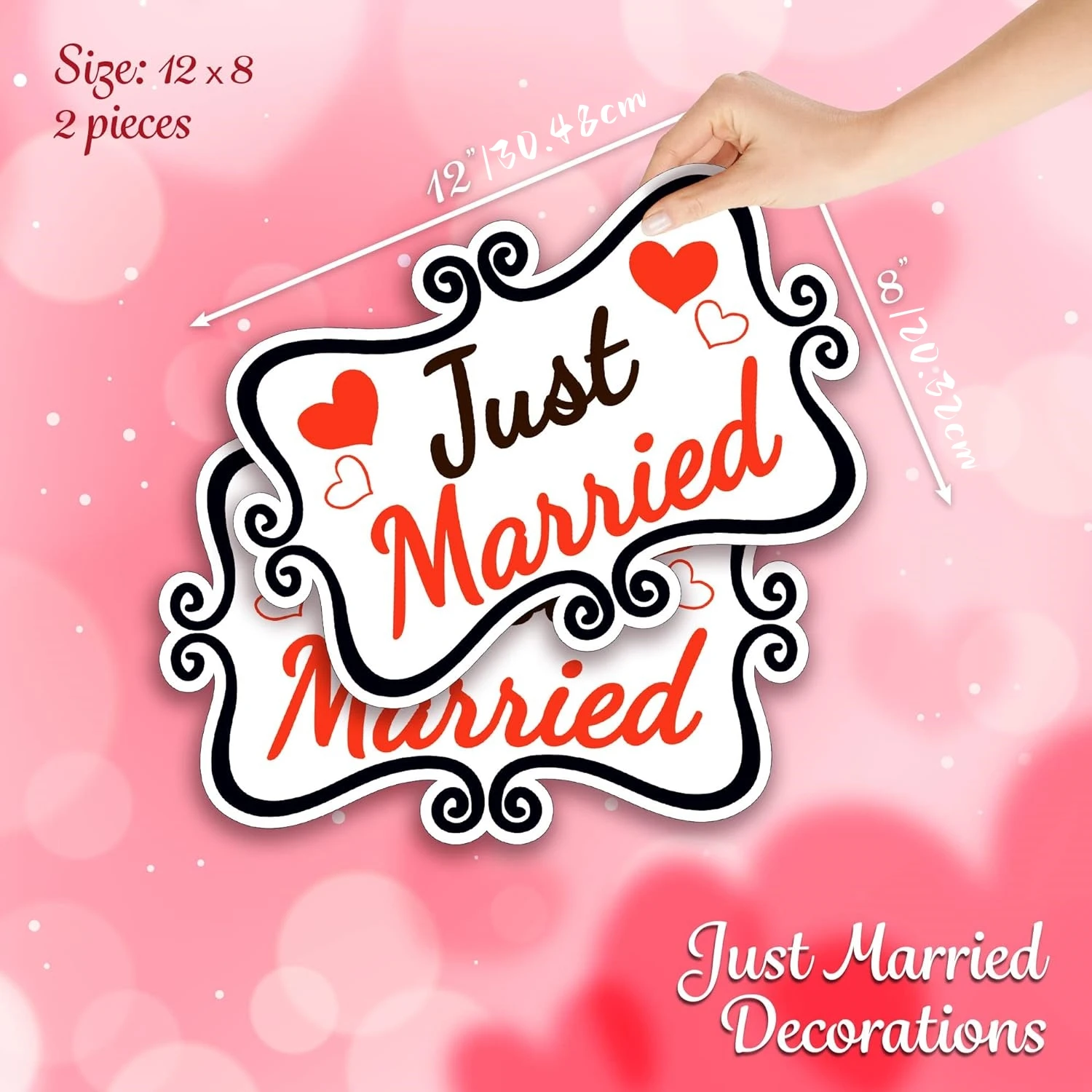 Married Car Decorations 3 PCS Just Married Car Magnets 12x8 Honeymoon Rear Tailgate Car Magnet Sign for Wedding Car Door