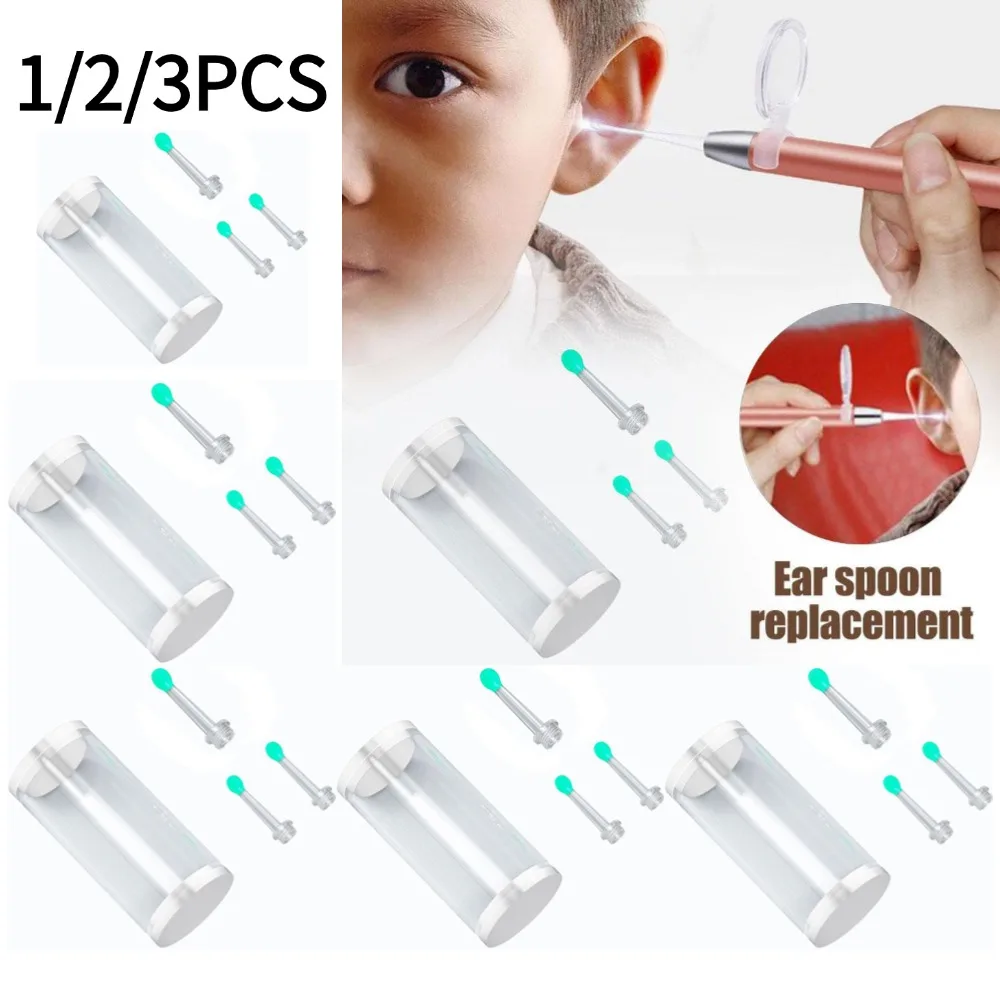 1/2/3 pçs remoção de cera de ouvido limpeza cera câmera colher substituição acessório prático captador cabeça substituição colheres de ouvido