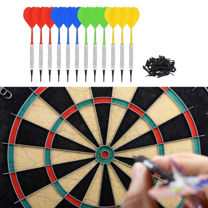 12 stuks 14g Zacht Plastic Tip Ijzer Vernikkeld As Plastic Vlucht Veilig Darts E56D