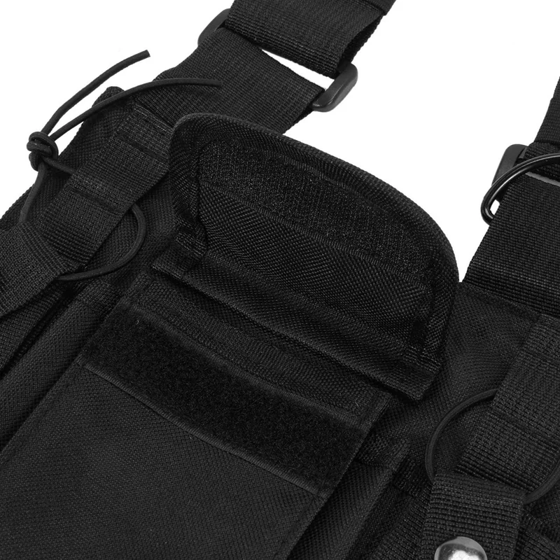 New-6X Radios Pocket Radio Chest Harness Chest Front Pack Pouch Holster Vest Rig Case For 2 Way For Baofeng UV-5R Black