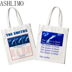 O smiths vintage sacola a rainha está morta sacola lona shopper retro sacos para a faculdade feminina grande capacidade harajuku saco