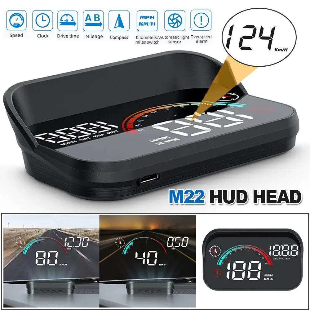 ANCEL M22 Car Digital Head-Up Display GPS HUD On-board Speedometer Windshield Projector RPM Alarm Speed Warning