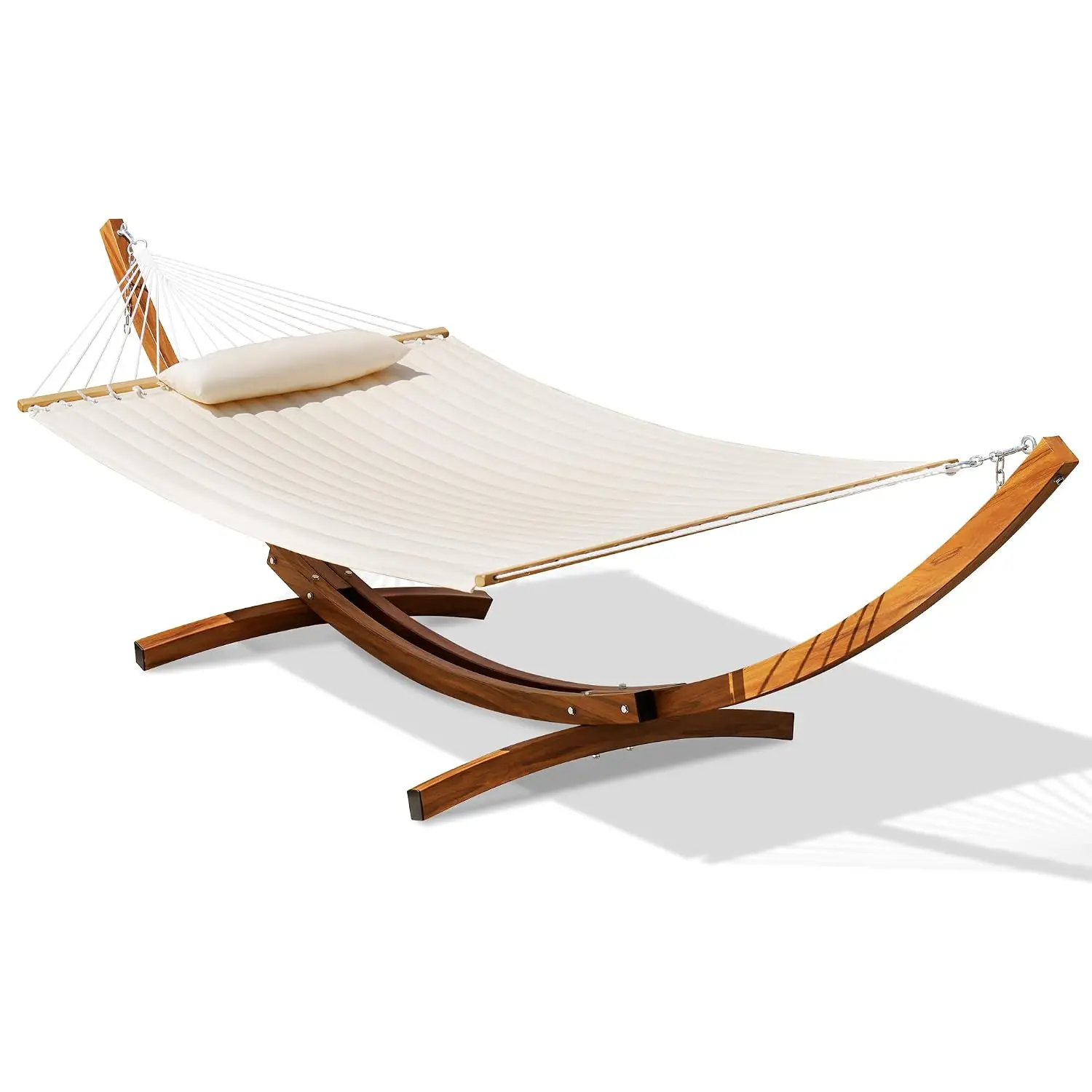 Double Quilted Hammock Curved Steel Stand Heavy Duty Weather-resistant Arc Spreader Bar Outside Patio 450 Lbs, Customized