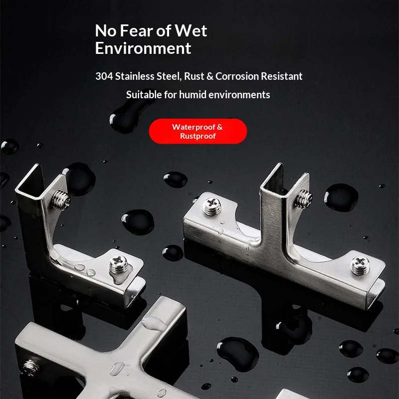 304 Stainless Steel Right Angle T L-Shaped Glass Tile Fixing Clip for Fish Tank Flower Box Vegetable Pool Buckle Support
