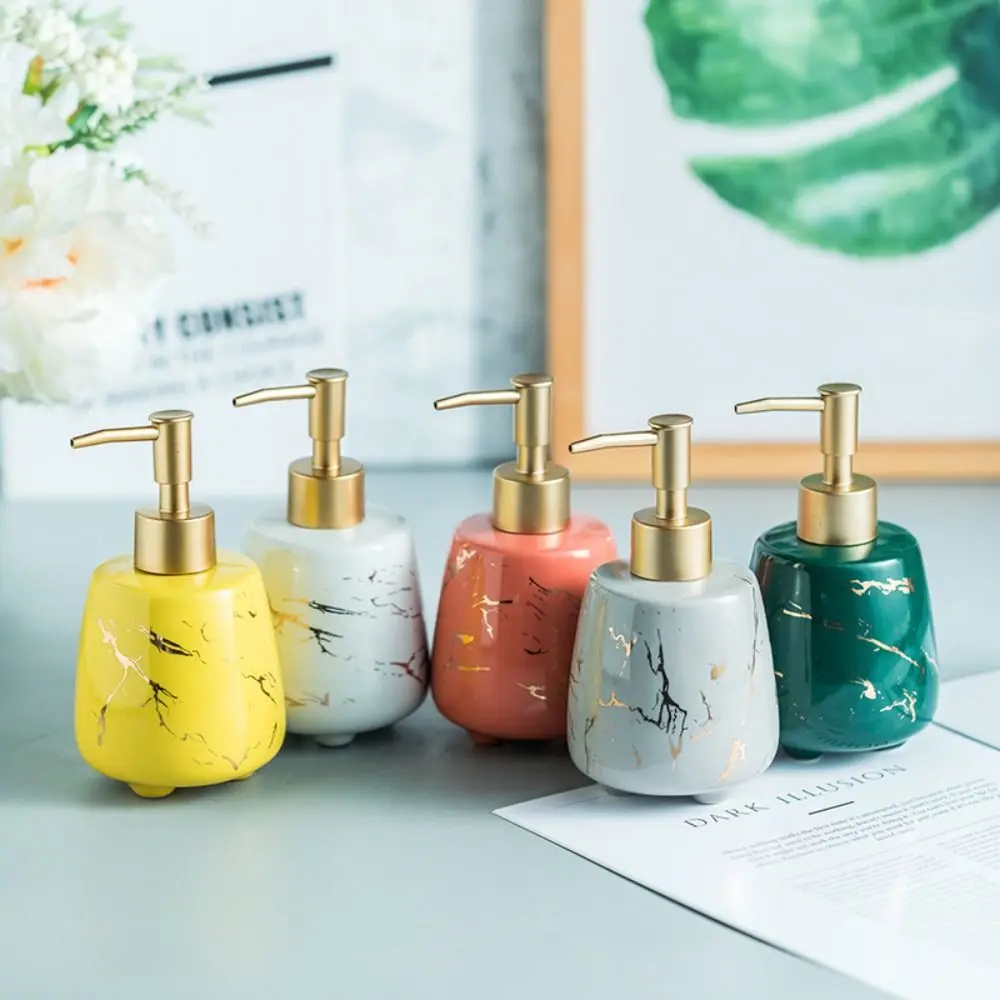 300ml Marble Soap Dispensers Refillable Light Luxury Hand Soap Dispenser Ceramic Shampoo Shower Gel Hand Sanitizer Sub-bottle