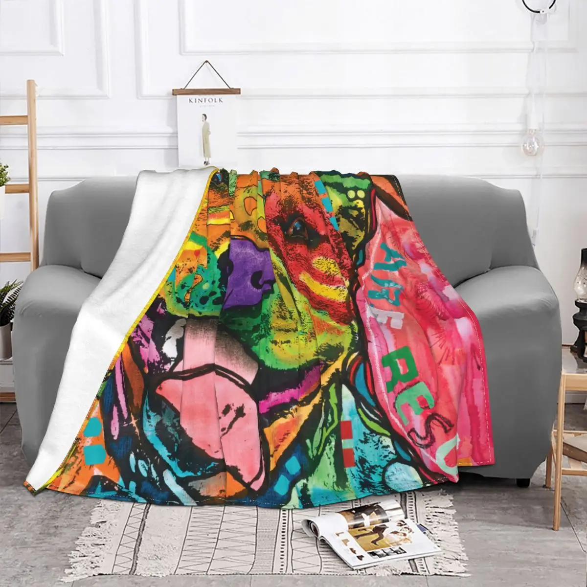 Beware Of Pit Bulls Dog Canine Blanket 3D Printed Soft Flannel Fleece Warm Animal Painter Throw Blankets for Home Bed Sofa Quilt