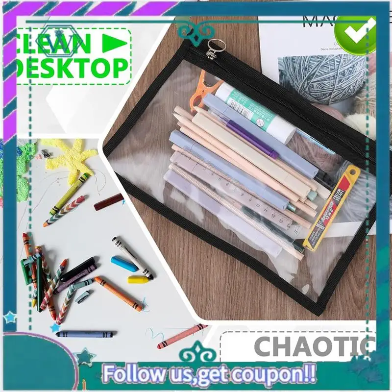 Upgraded 8 Clear Zipper Bags PVC Cosmetic Bag Envelope Storage Zipper Bags For Organizing Home Office Supplies