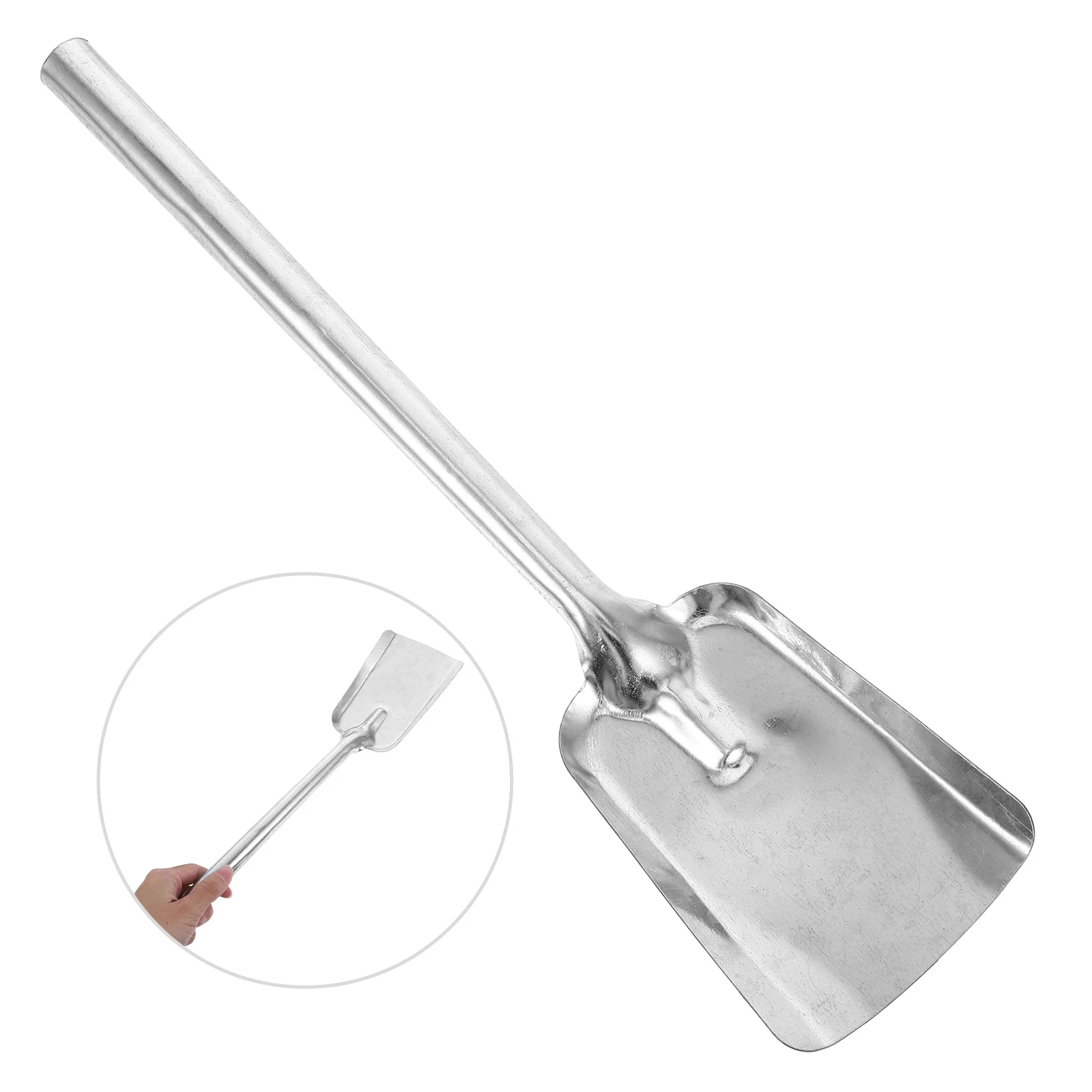 

Outdoor Fireplace Soot Long Handle Metal Multi-functional Coals Scoop for Ash Kitchen Silver Stove Cleaning