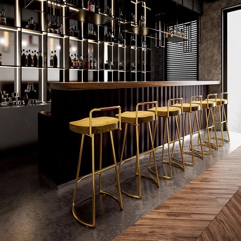 Sedie da bar moderne e semplici per il tempo libero in legno massello, sedie da pranzo per famiglie nordiche, sedie da reception, sgabelli alti per caffè e tè al latte