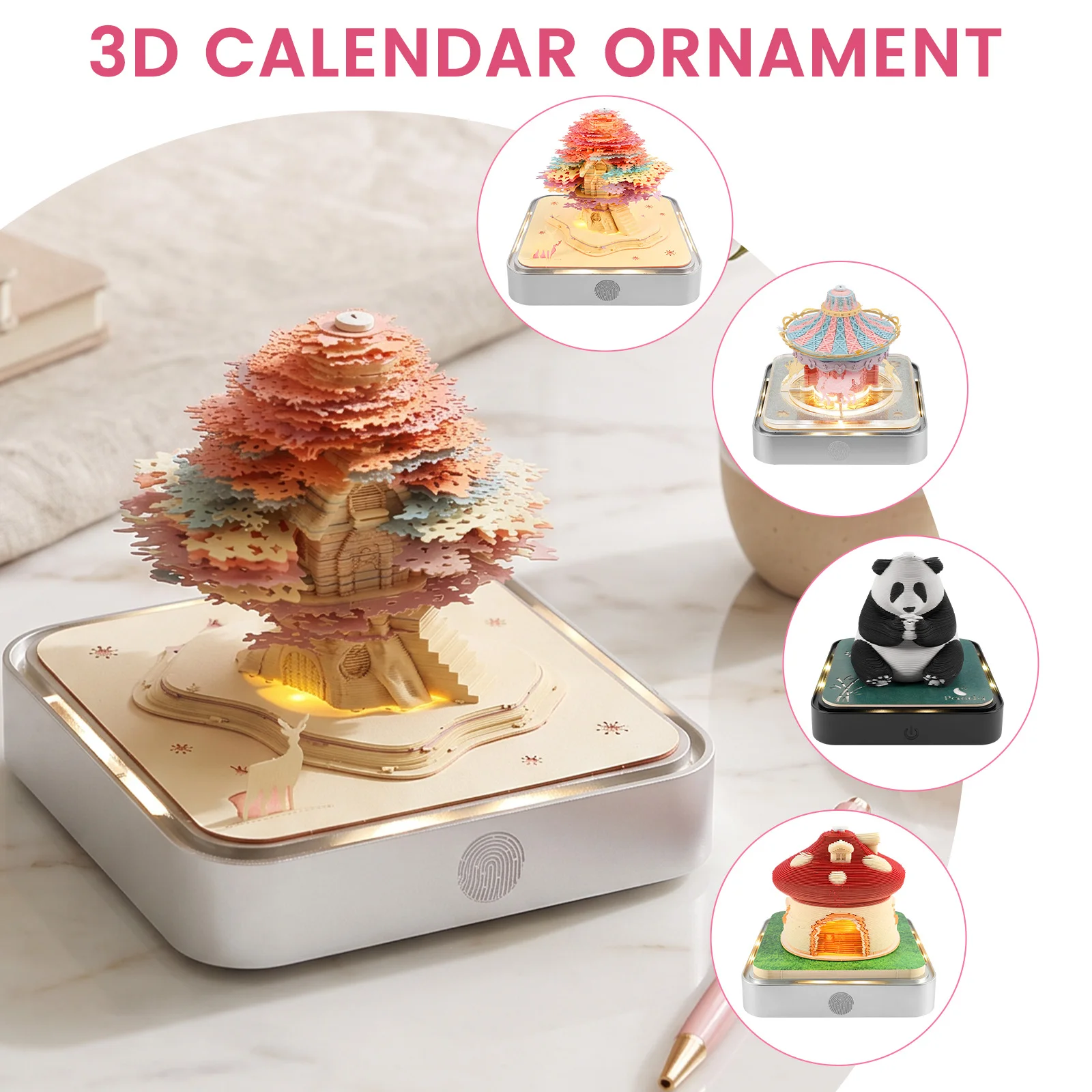 3D Calendar 2027 with LED Light for Room and Office Desktop Decoration 3D Calendar 2027 3D Memo Pad Calendar 2027 Practical