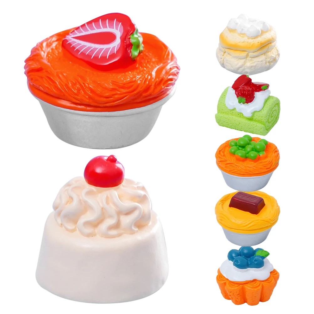 

7 Pcs Cake Simulated Dessert Ornaments Faux Food Model Resin Crafts for Display Bakery Toys Artificial