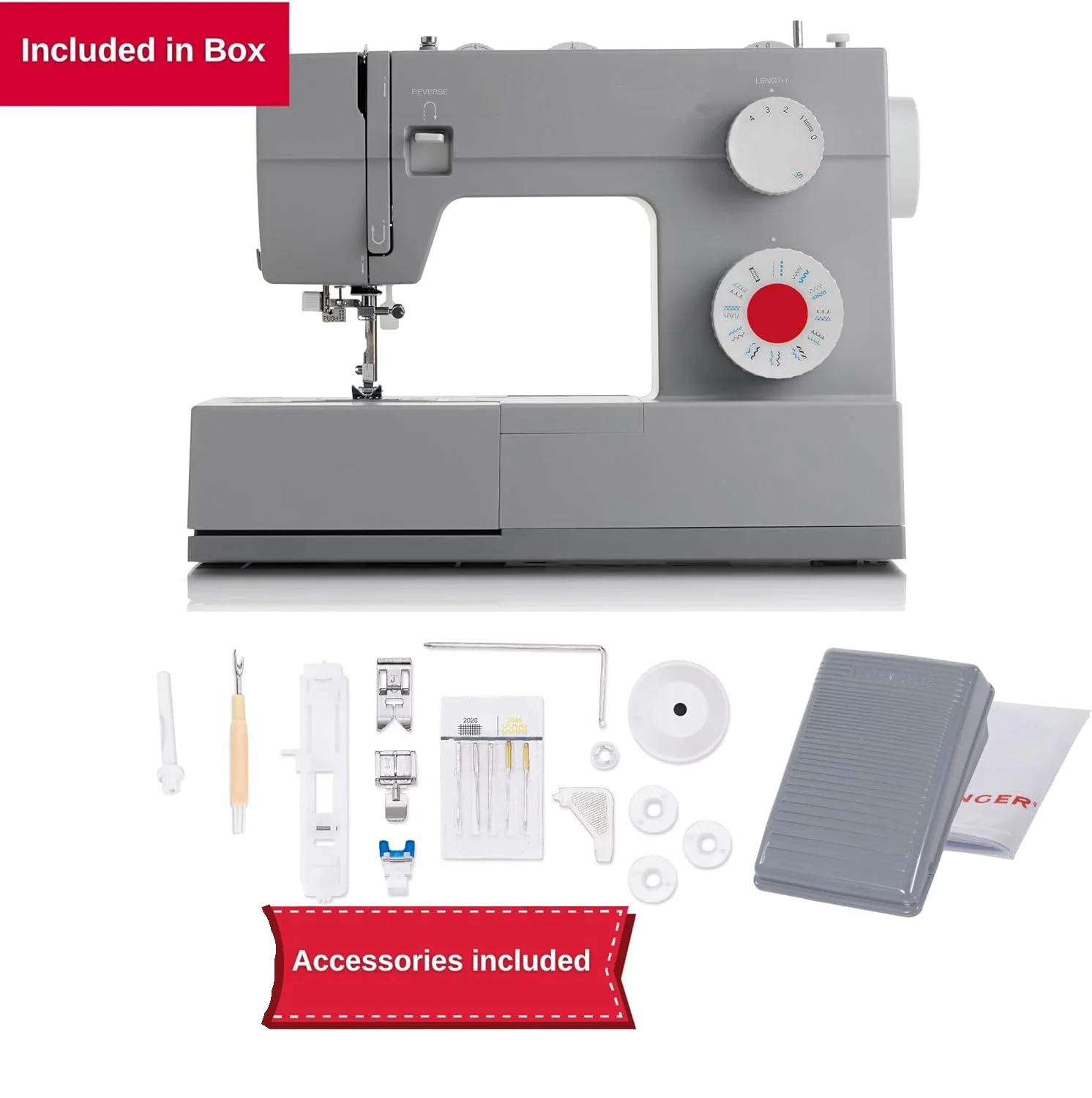 ماكينة خياطة عالية السرعة SINGER Heavy Duty 4432 مع مجموعة ملحقات 110 ماكينة خياطة Singer شديدة التحمل