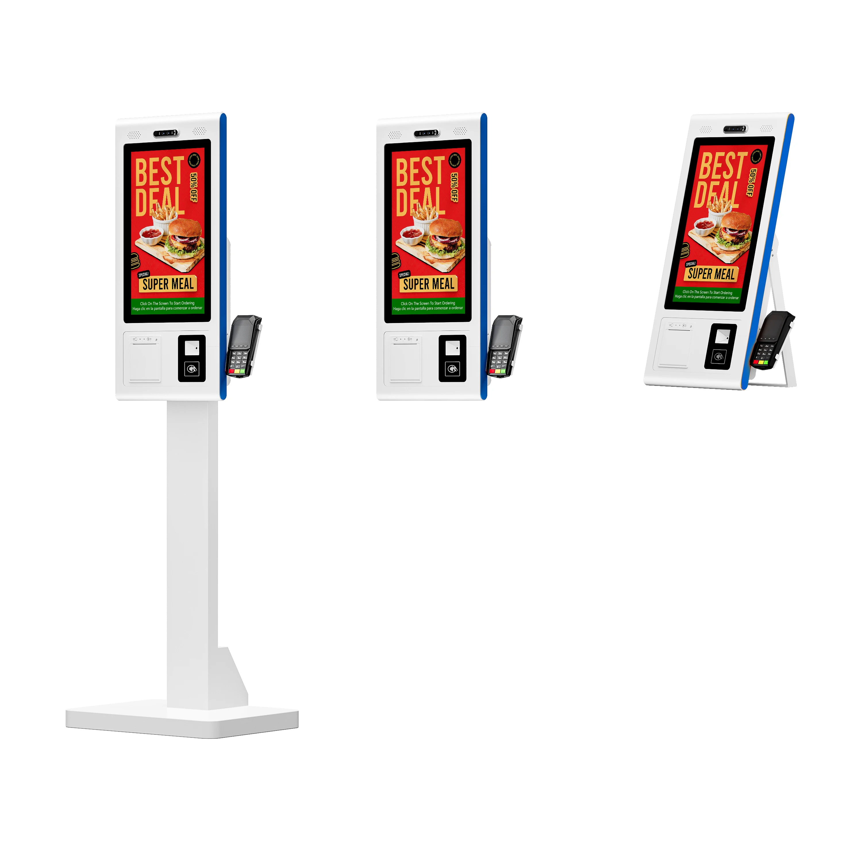 Digital Poster Fast Food Wall Mounted Self-ordering Kiosk Touch Screen Tempered Glass For Bill Payment Food Order