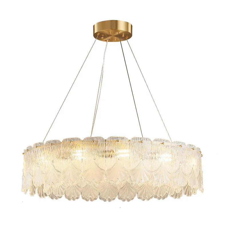 

Vintage living room bedroom light, creative leaf shell glass design dining room light