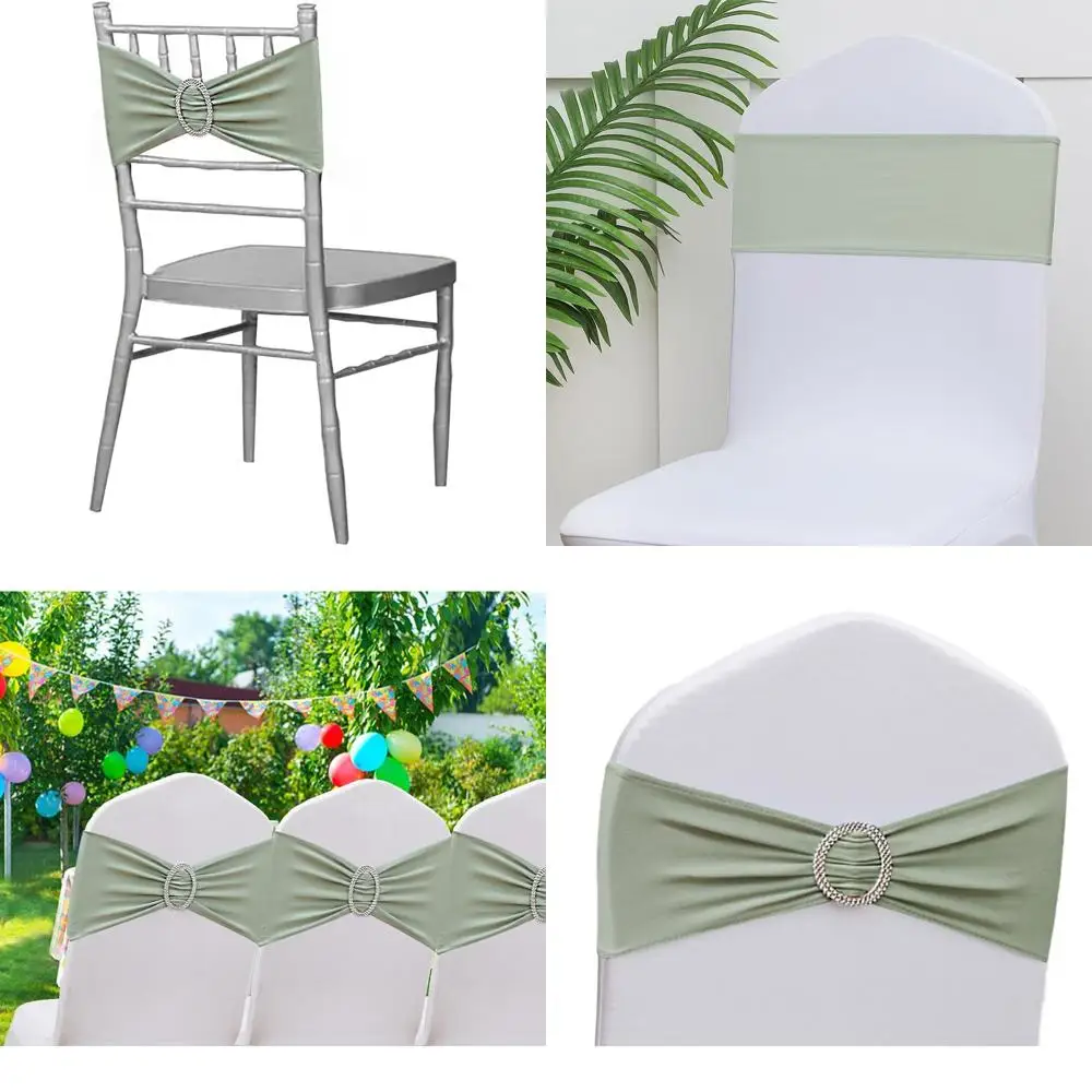 

100-Piece Sage Green Spandex Chair Sashes for Weddings, Parties, and Special Events
