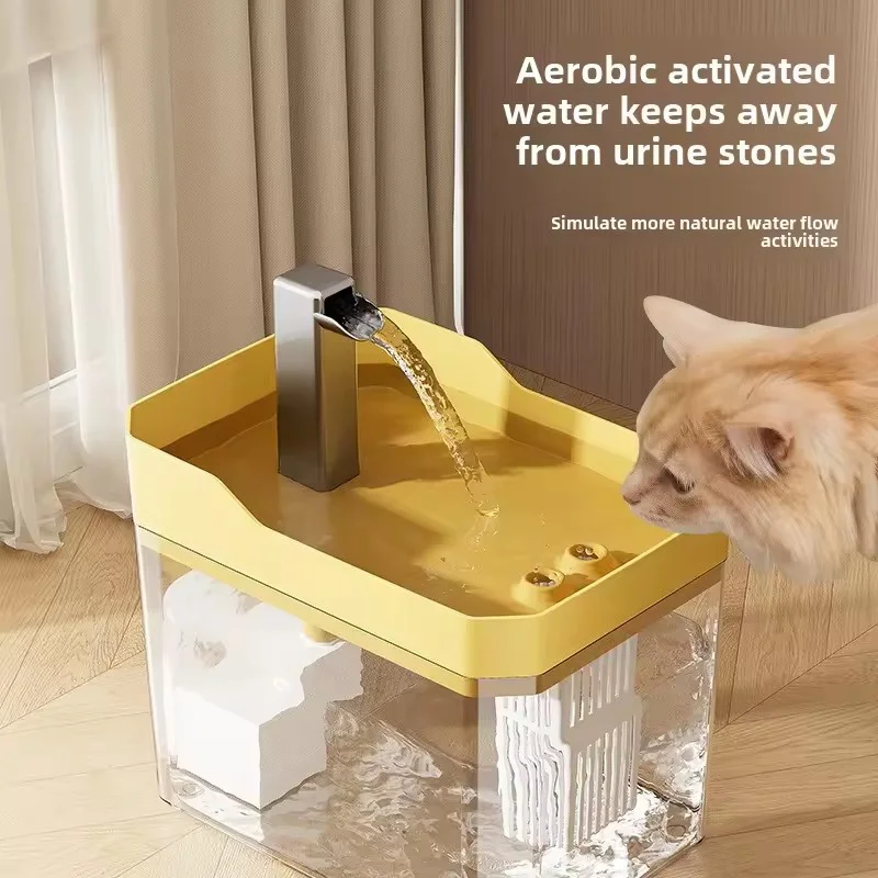 1.5L Cat Water Fountain Auto Filter Transparent Cat Drinker USB Anti-Dry Burning Recirculate Filtering Water Dispenser with Pump