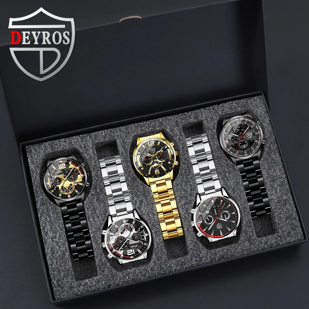 

5 шт./компл. трендовые стильные наручные часы для мужчин, часы с ремешком из сплава для мужчин, деловые универсальные мужские часы, хит продаж, часы для мужчин