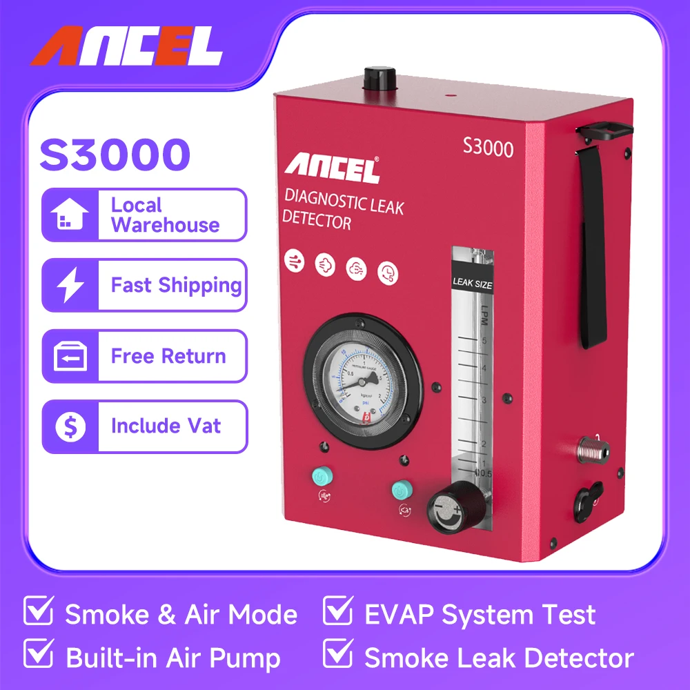 

Ancel S3000 Car Smoke Leak Detector Gas Leakage Locator EVAP System Test Automotive EVAP LeakageCar Diagnostic Tools