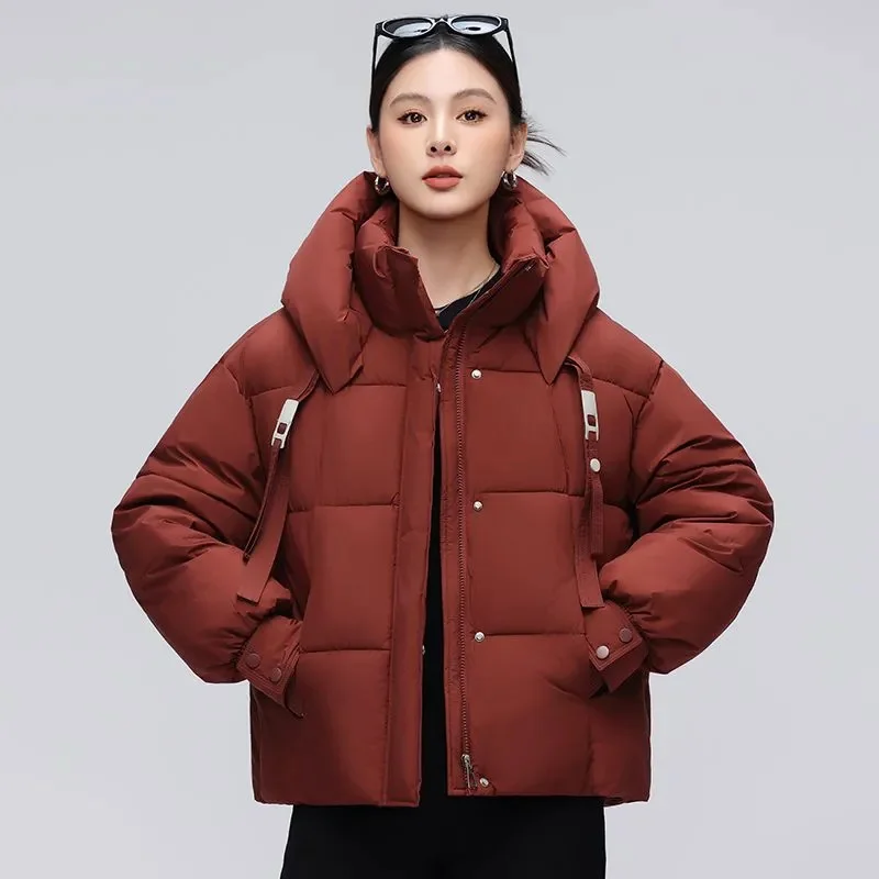 2023 neue Winter Unten Baumwolle Jacke frauen Kurze Mode Lässig Lose Baumwolle Mit Kapuze Parka Mantel Verdicken Warme Frauen Mantel