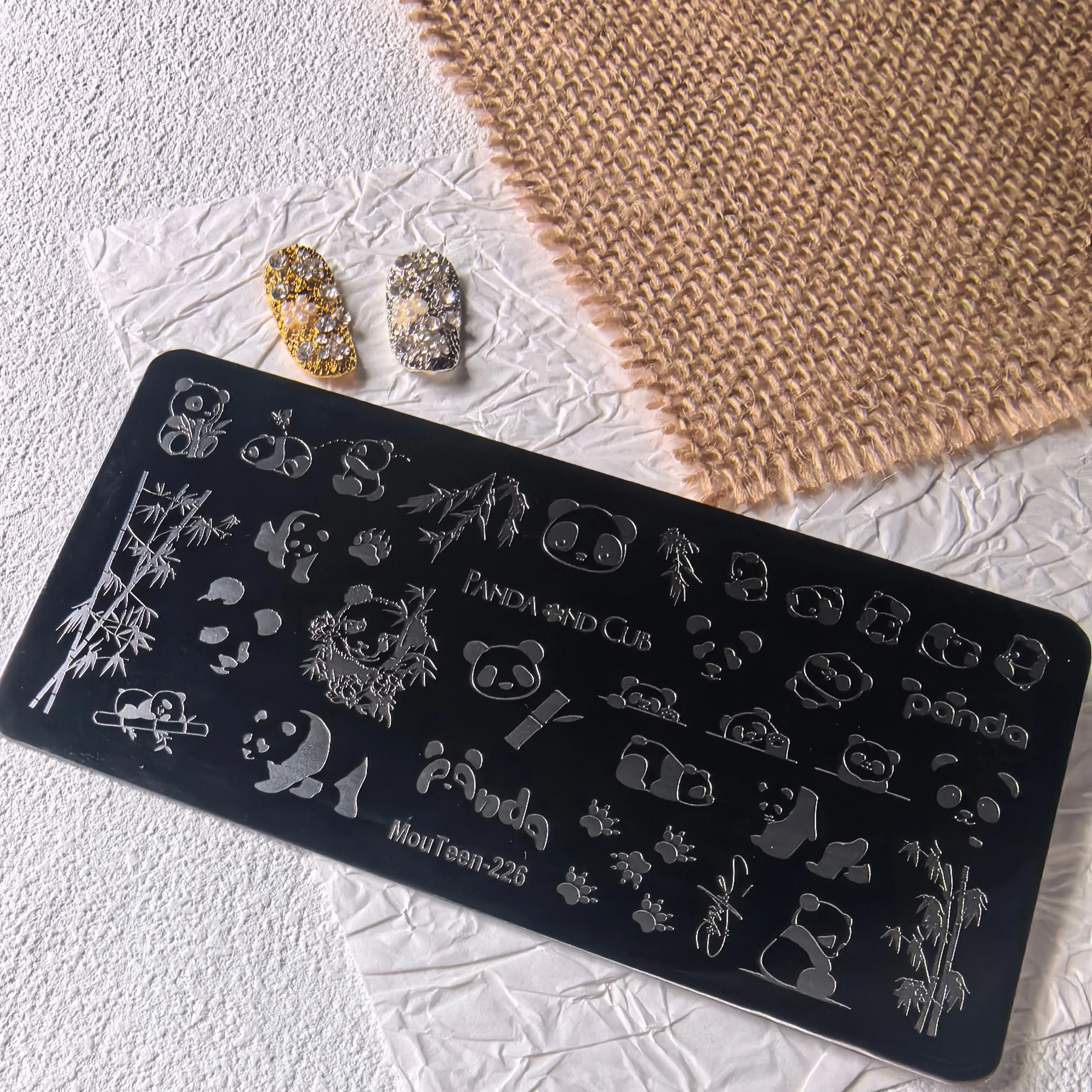 MouTeen226 Chinese Style Animal Nail Art Stamp Plate Cartoon Panda Bamboo Scenery Image Nail Printing Plate Paw Nail Art Tool