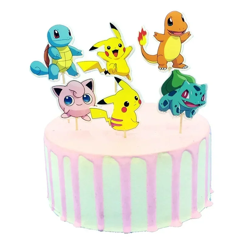 Pikachu Pokemon Party Decorations Pokemon Go Party Cupcake Surrounding Kid Birthday Border Desserts Topper Table Baking Supplies