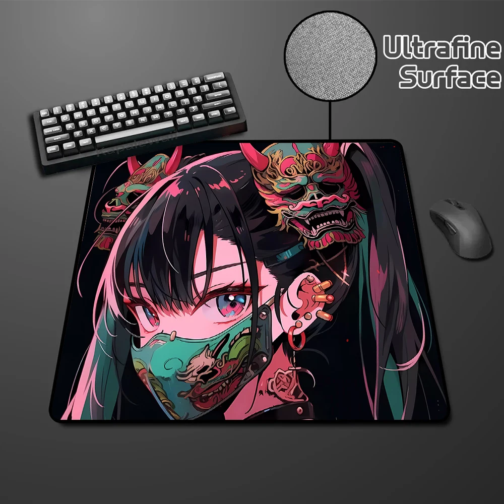 Game Mouse Pad 400X450MM Speed Mousepad Anime Mask Girl Uitrafine Surface for Mousepads Gamer High Elastic Non-slip Mouse Mat