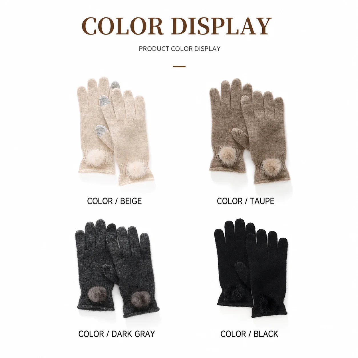 Winter Gloves Soft Knit Gloves Cashmere Gloves Medium Thickness For Coats Outdoor Activities Campus Life