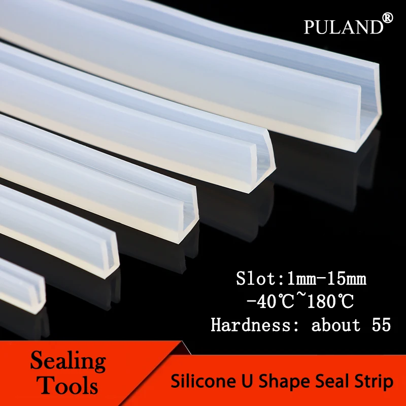 1M Silicone Rubber U Shape Seal Strip Solid Gasket Window Car Door Shower Frameless Glass Edge Weatherstrip Soft Protect