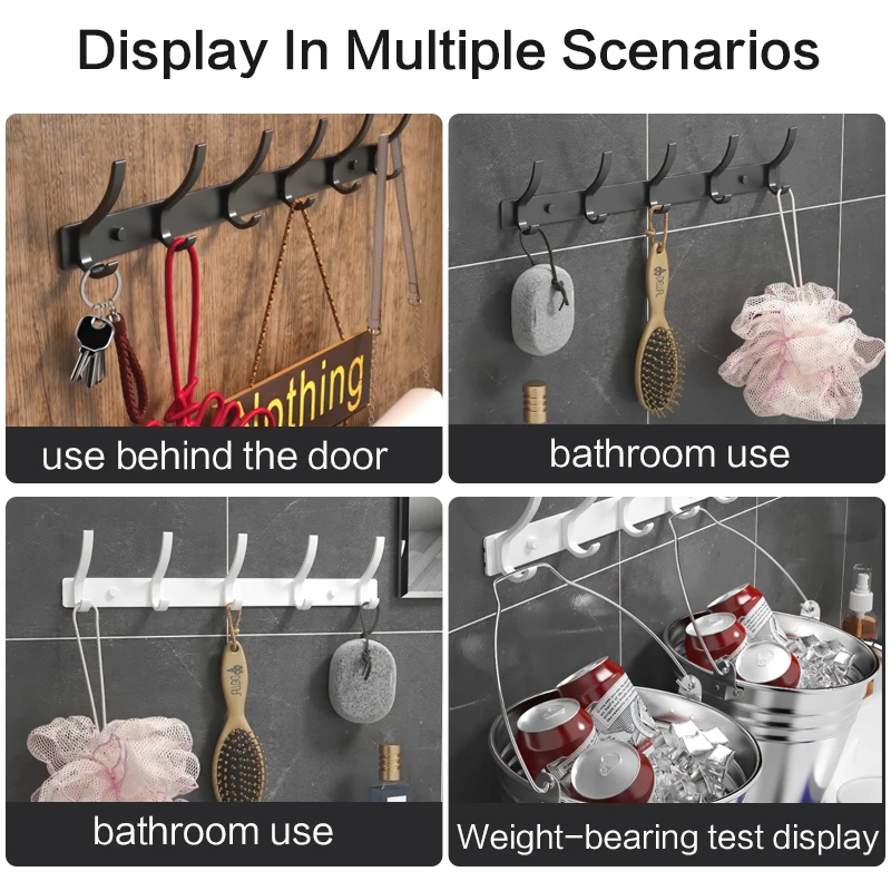 YUNJIEYA ganchos plegables para bata, colgador de toallas, Perchero de pared para uñas, soporte para ropa de abrigo para baño, accesorios de cocina, blanco y negro