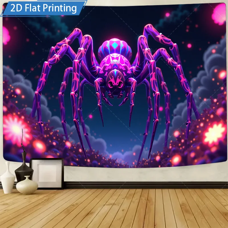 Tapiz de pared de araña púrpura brillante, decoración artística de cielo nocturno de fantasía, 1 ud.