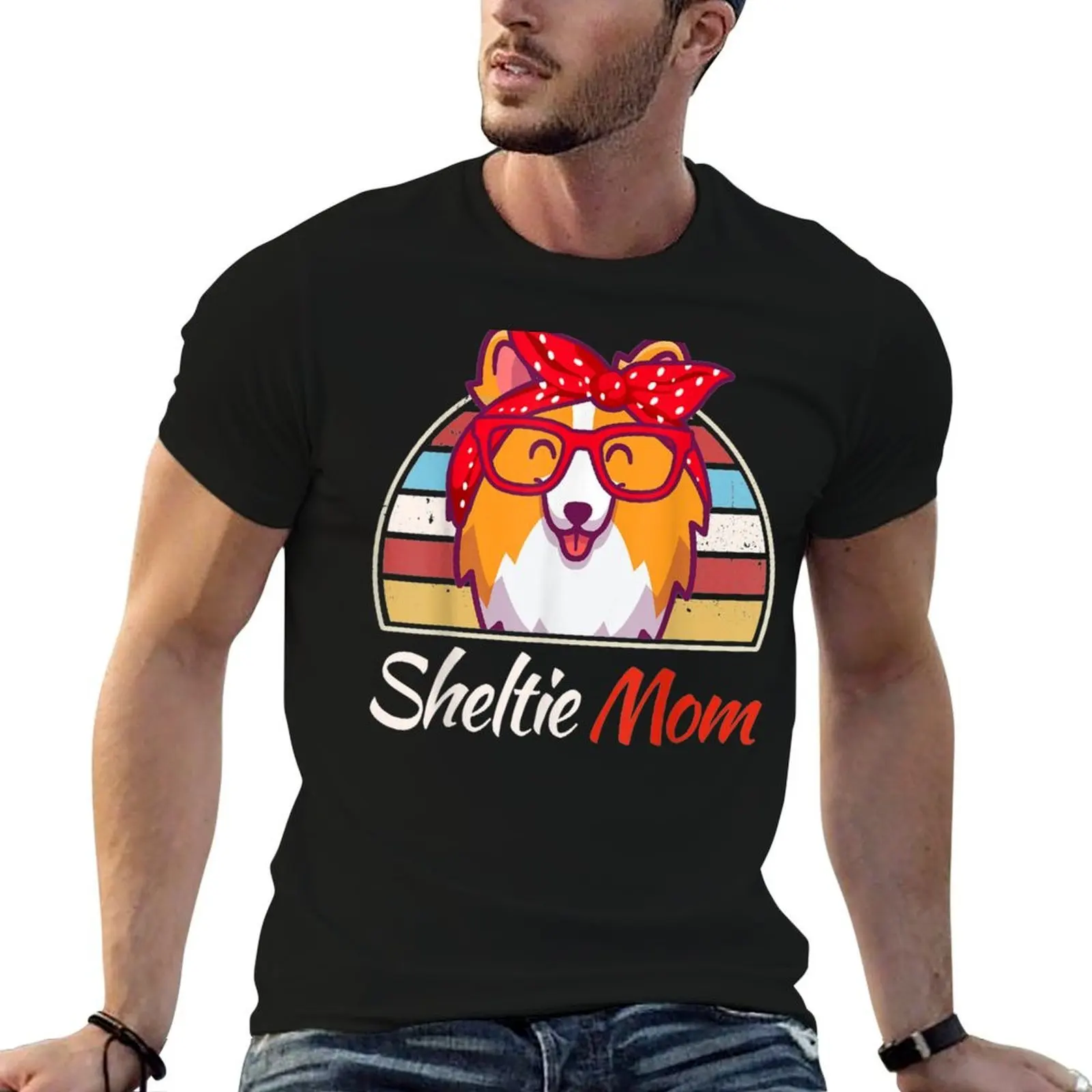 

Sheltie Mom Sheetland Sheepdog Gifts Shelty Dog T-Shirt funny t shirts cotton t shirt man casual T-Shirt