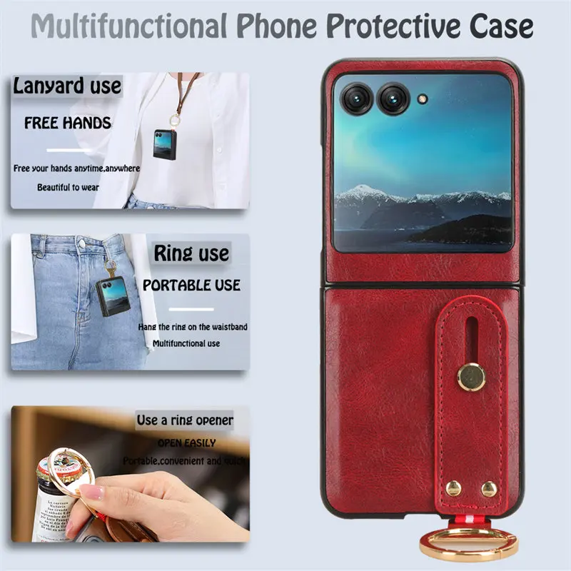 For Motorola Razr 40 Ultra XT232 Case Metal Ring Lanyard Shell Coque Shockproof Phone Case Cover Capa for Moto Razr 40 Ultra