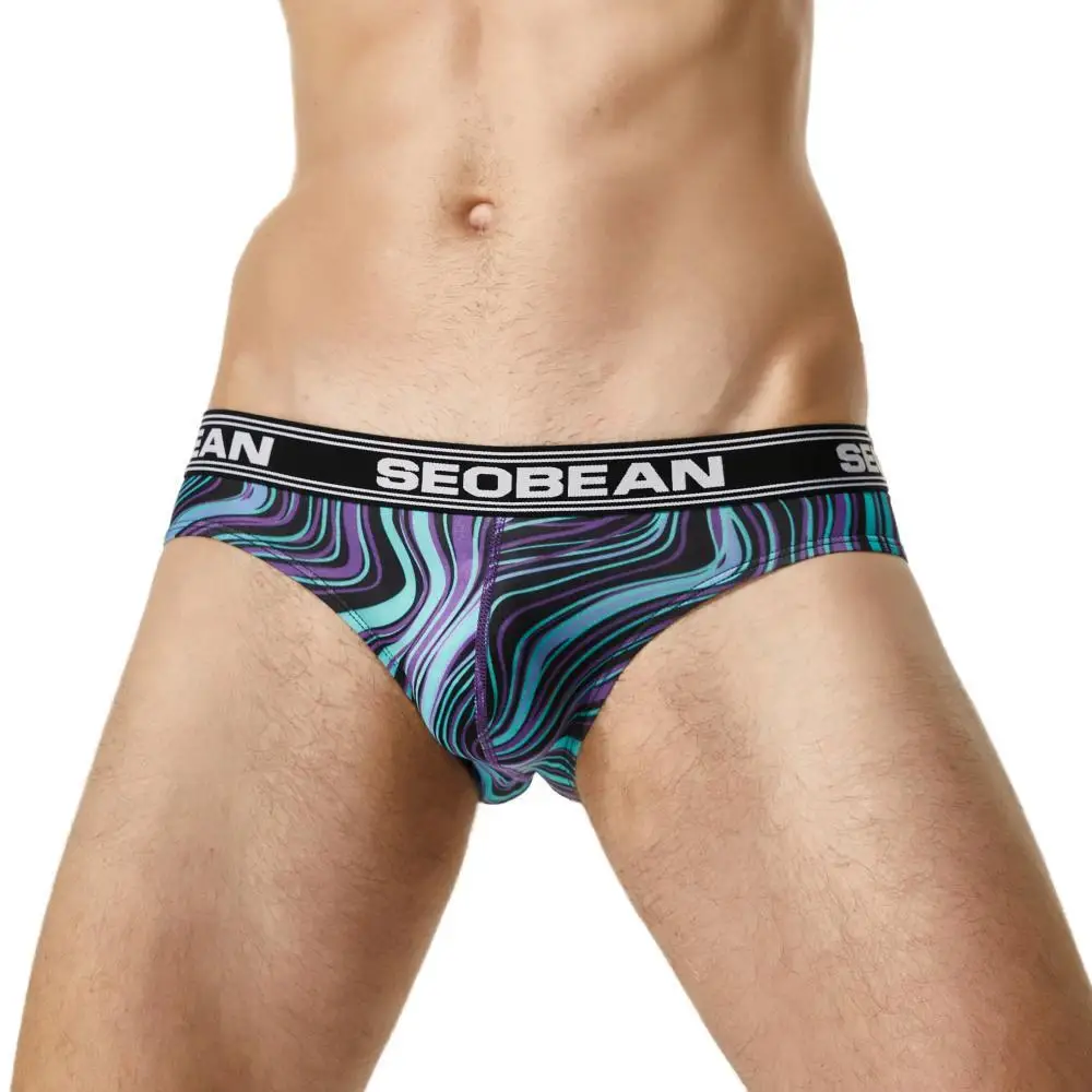 SEOBEAN Sexy Men Briefs Fashion Printing Men Underwear Low-waist Underpants Briefs for Men