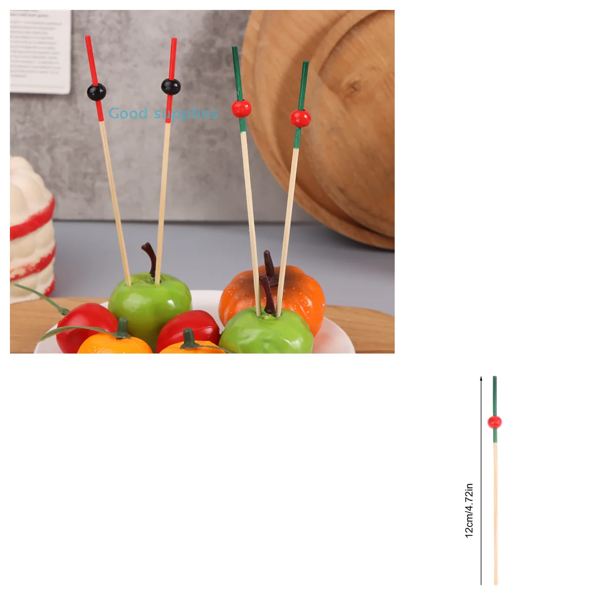 100pcs 12cm Bamboo Toothpicks Pick Buffet Cupcake Fruit Fork Party Dessert Salad Stick Cocktail Skewer For Wedding Party Decor