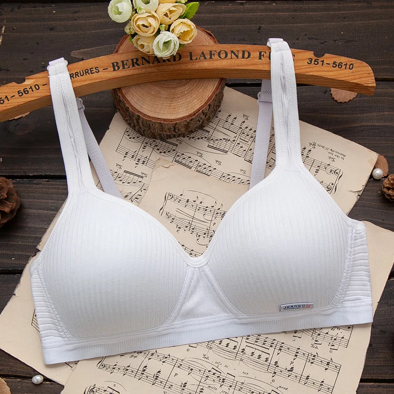 2023 Simple Cotton Girl Bra Underwear Student Bra Teen Girls Thin Section Without Steel Ring Comfortable Bra