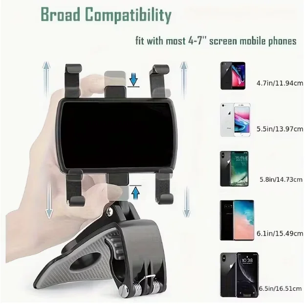 Universal Car Phone Mount, 360° Rotating Phone Holder [Upgraded Clamp Never Falls Off], Compatible With 4-7 Inch Smartphones