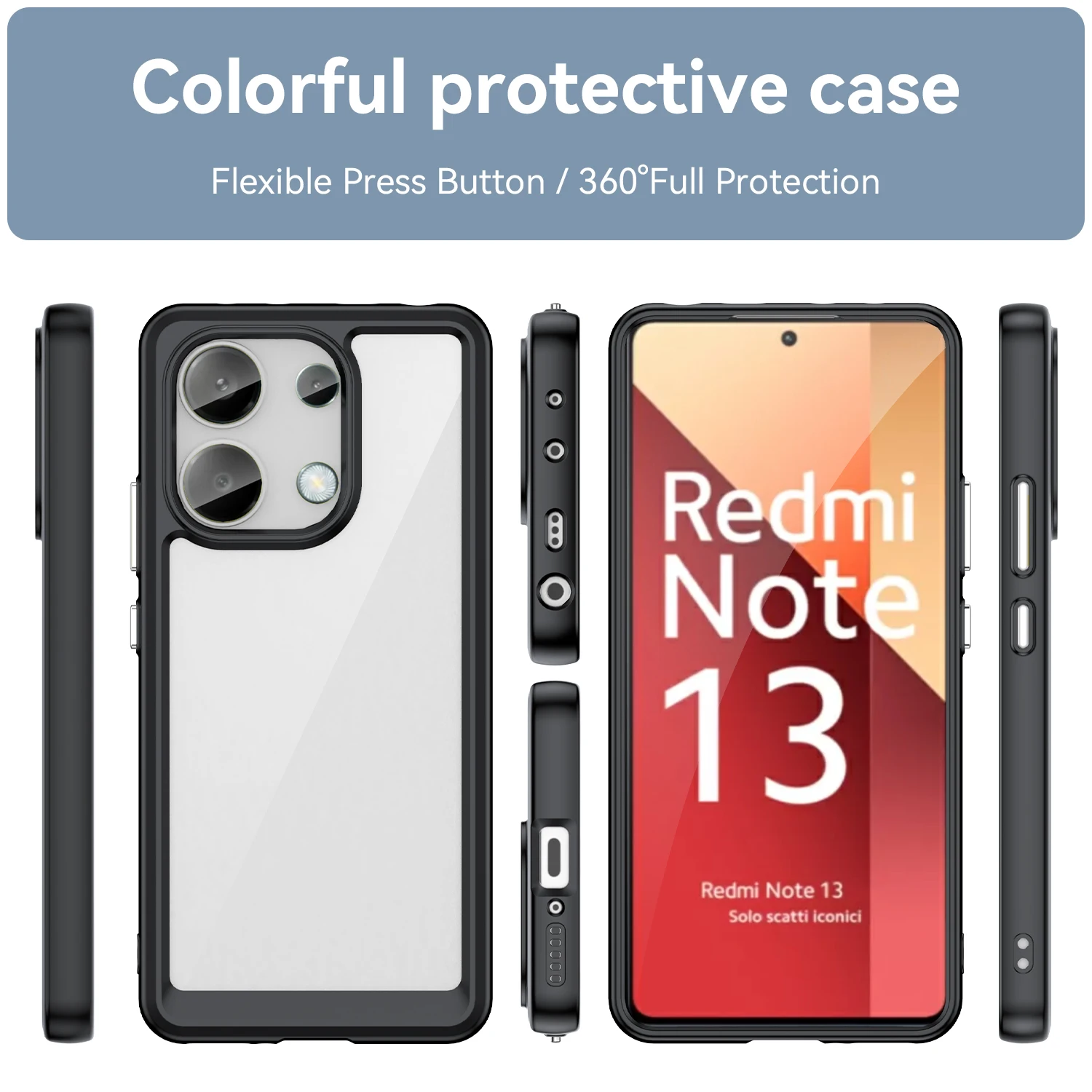 Case For POCO M6 Pro Redmi Note 13 Pro 4G Stylish Colorful Transparent PC Back Cover For POCO M6Pro Shockproof Bumper