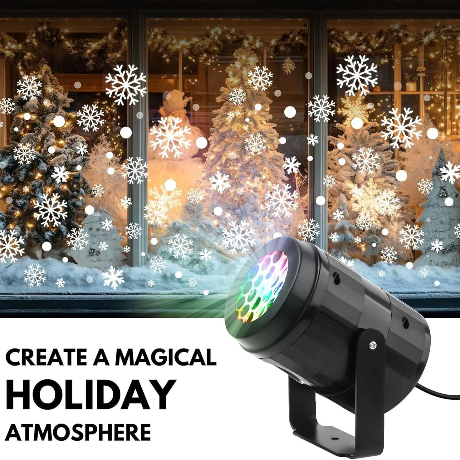 Christmas Snowflake Projector Light, 1PC LED Rotating Pattern Projector, USB Powered Festive Lighting, Holiday Decor Lamp