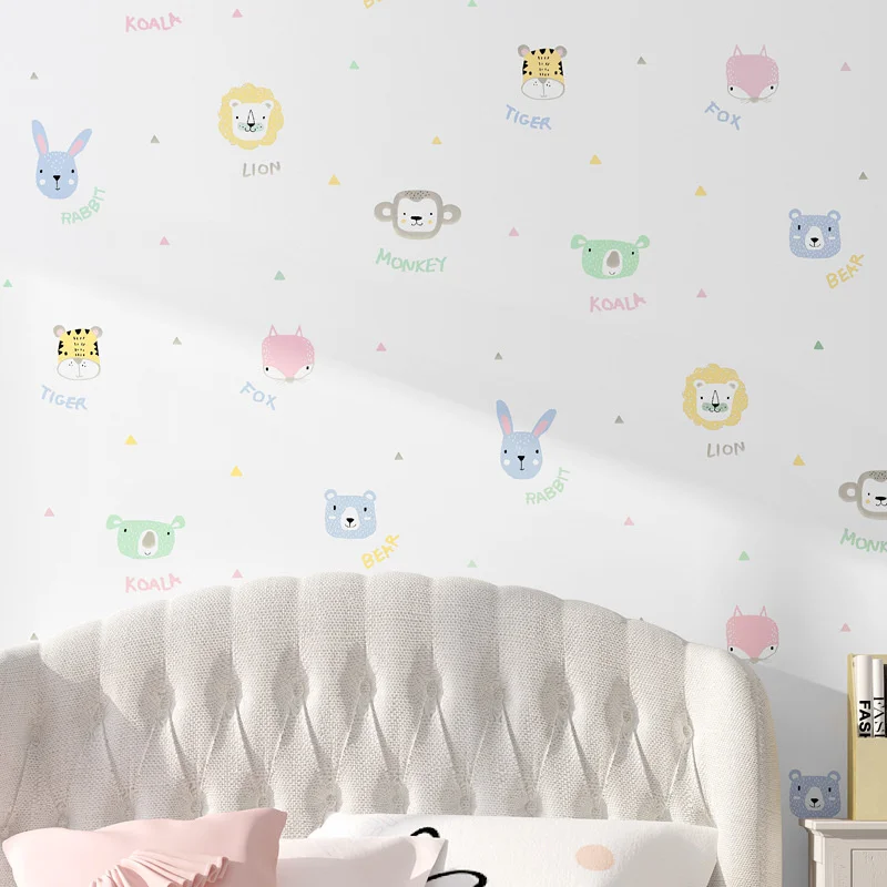 Children's wallpaper bedroom girl boy's room Nordic style Princess lovely animal Korean cartoon wallpaper