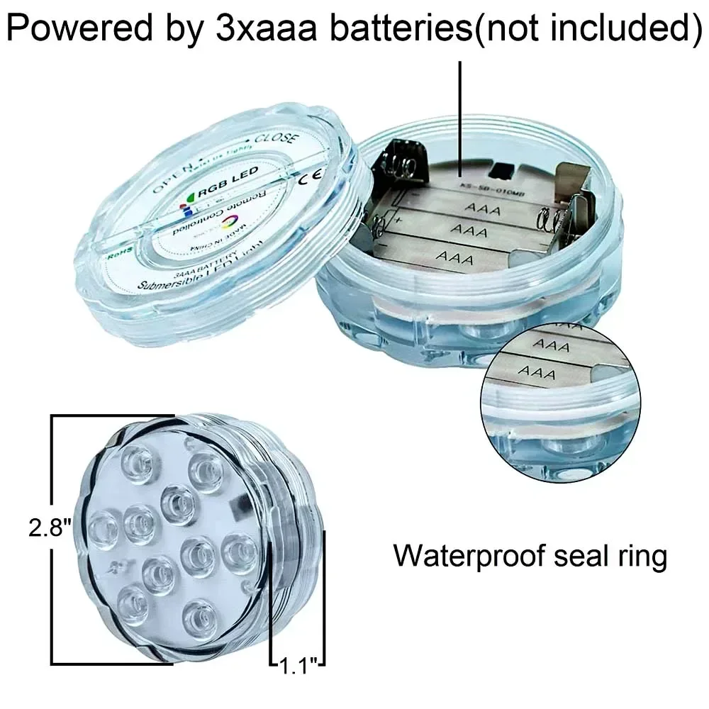 Imagem -05 - Luz de Mergulho Rgb com Controlo a Distância Luz Subaquática Ip68 Impermeável Exterior Jardim Partido Piscina