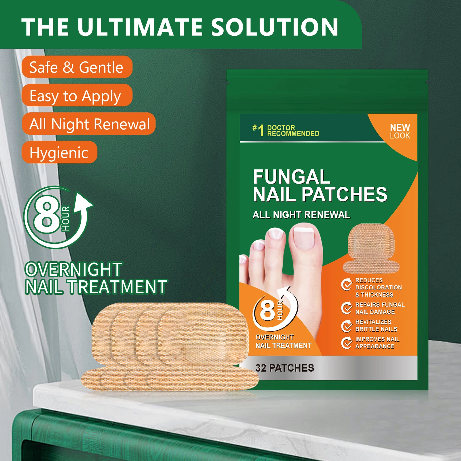 32 قطعة من رقع الأظافر لإصلاح الفطريات، إصلاح الأظافر التالفة، تحسين مظهر الأظافر، تقوية الأظافر الهشة #2