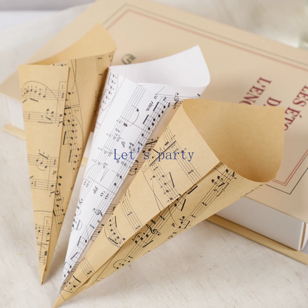 קונוסים לממתקים עם הדפס תווי נגינה